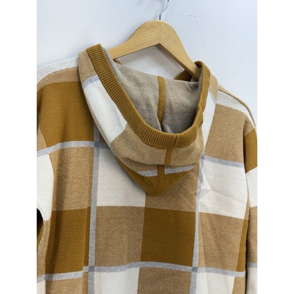 RACHEL ROY Sweater Womens KNIT Pullover Hoodie Blue Tan White Pla… - Picture 4 of 8